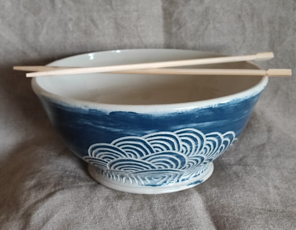Bol à ramen décor ''Arc en bleu''
