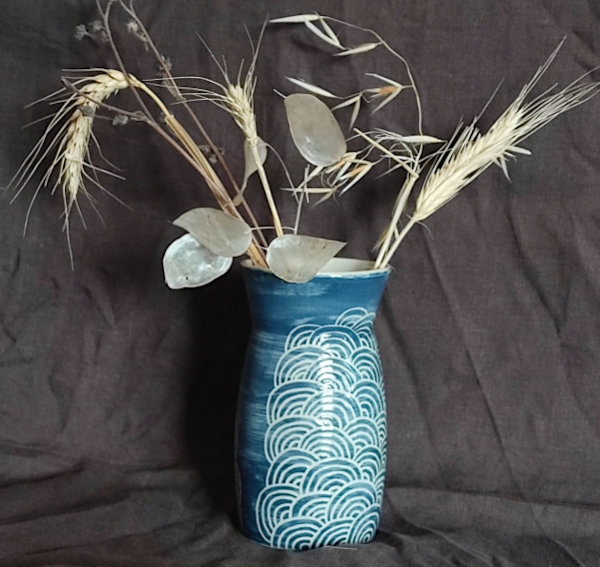 Vase décor ''Arc en bleu''